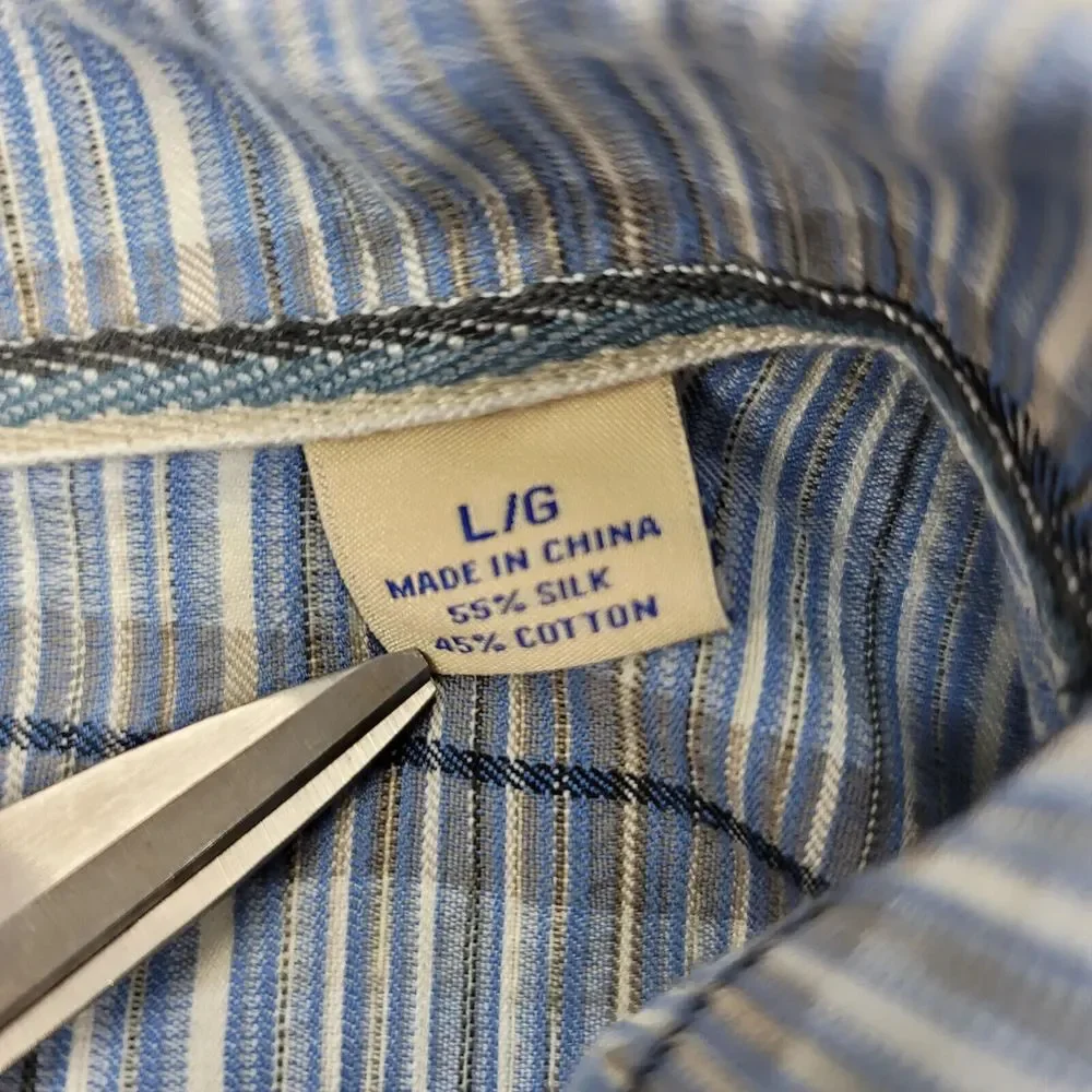 Tommy Bahama Shirt Mens Large Blue Silk Camp Outdoors Beach Lightweight Original